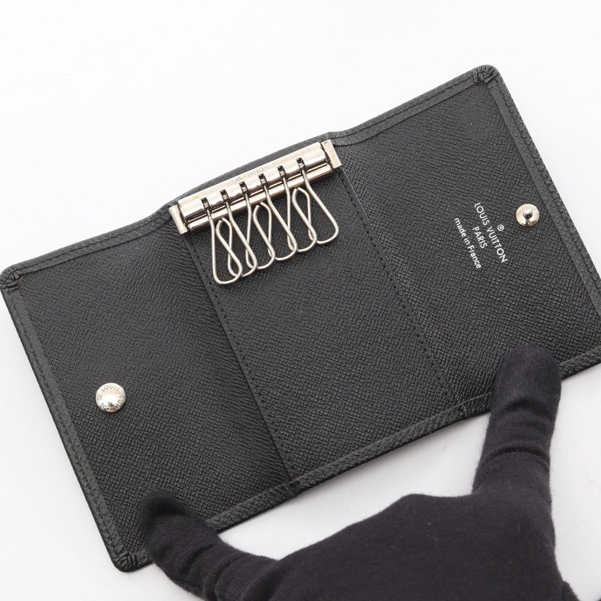 LOUIS VUITTON Multiclés 6 Taiga Ardoise Key Case Black