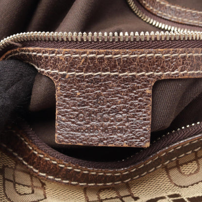 GUCCI Horsebit Canvas Leather Shoulder Bag