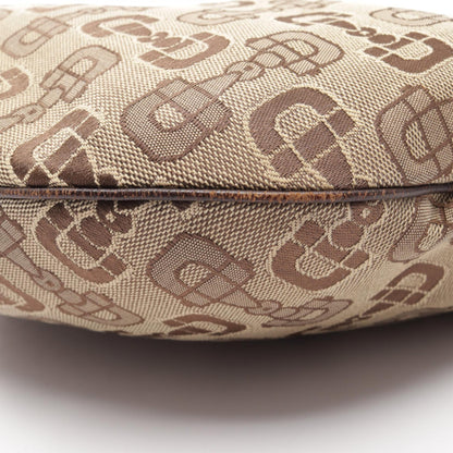 GUCCI Horsebit Canvas Leather Shoulder Bag