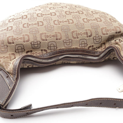 GUCCI Horsebit Canvas Leather Shoulder Bag