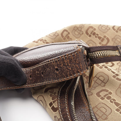 GUCCI Horsebit Canvas Leather Shoulder Bag
