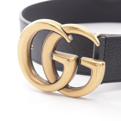 GUCCI Double G Buckle Leather Belt Black Size 80/32