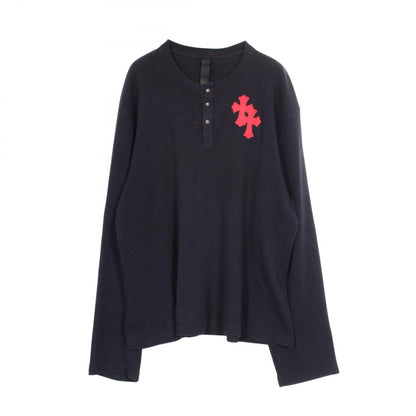 CHROME HEARTS Y NOT Cross Patch Henley T-Shirt Navy Size XXL