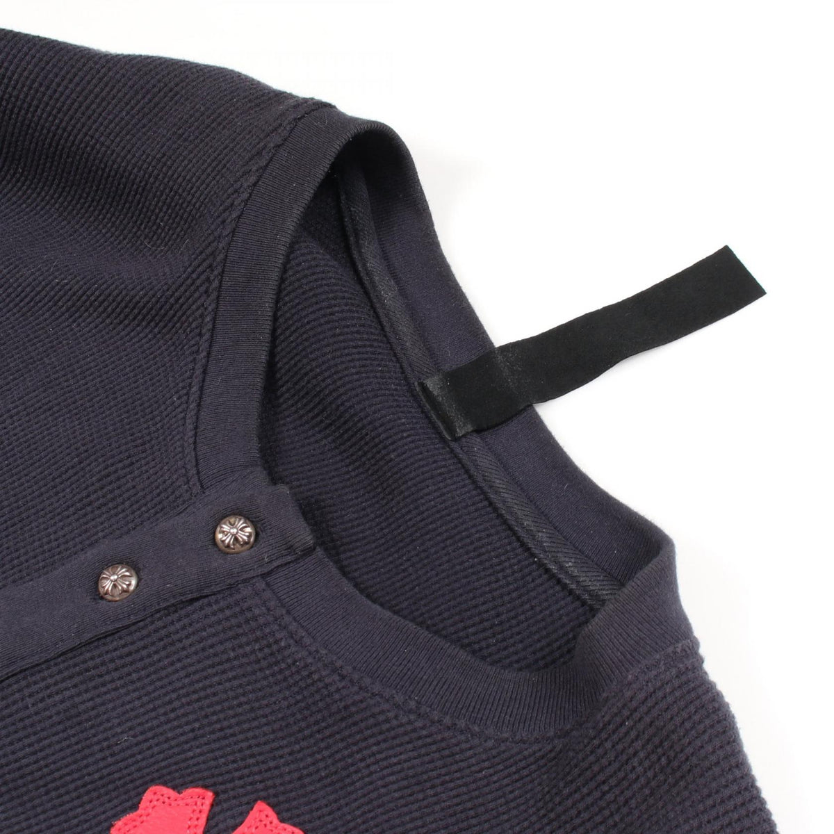 CHROME HEARTS Y NOT Cross Patch Henley T-Shirt Navy Size XXL