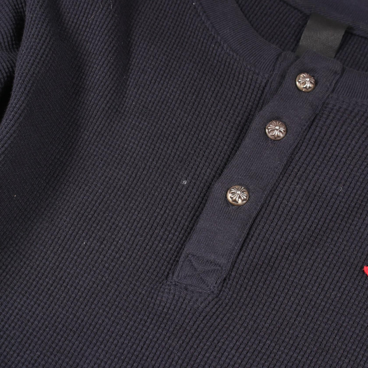CHROME HEARTS Y NOT Cross Patch Henley T-Shirt Navy Size XXL