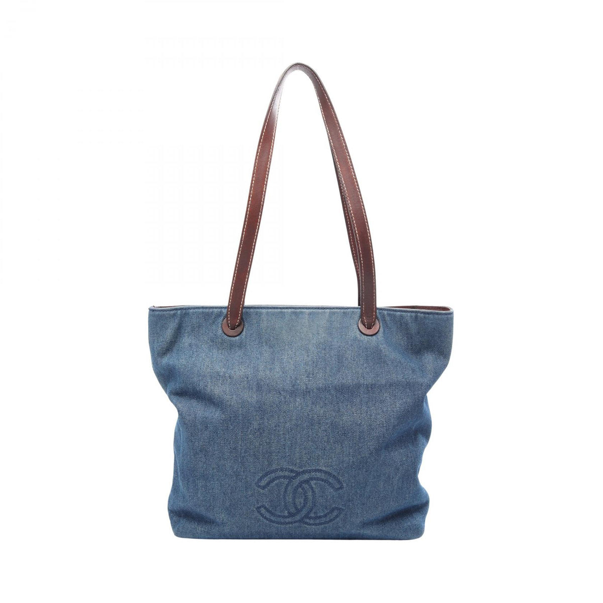 CHANEL Coco Mark Denim Bag Navy/Brown