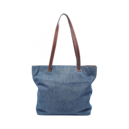 CHANEL Coco Mark Denim Bag Navy/Brown