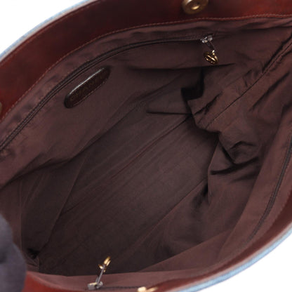 CHANEL Coco Mark Denim Bag Navy/Brown