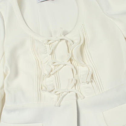 Self-Portrait Paneled Pleated Dress White/Black Size UK8 US4
