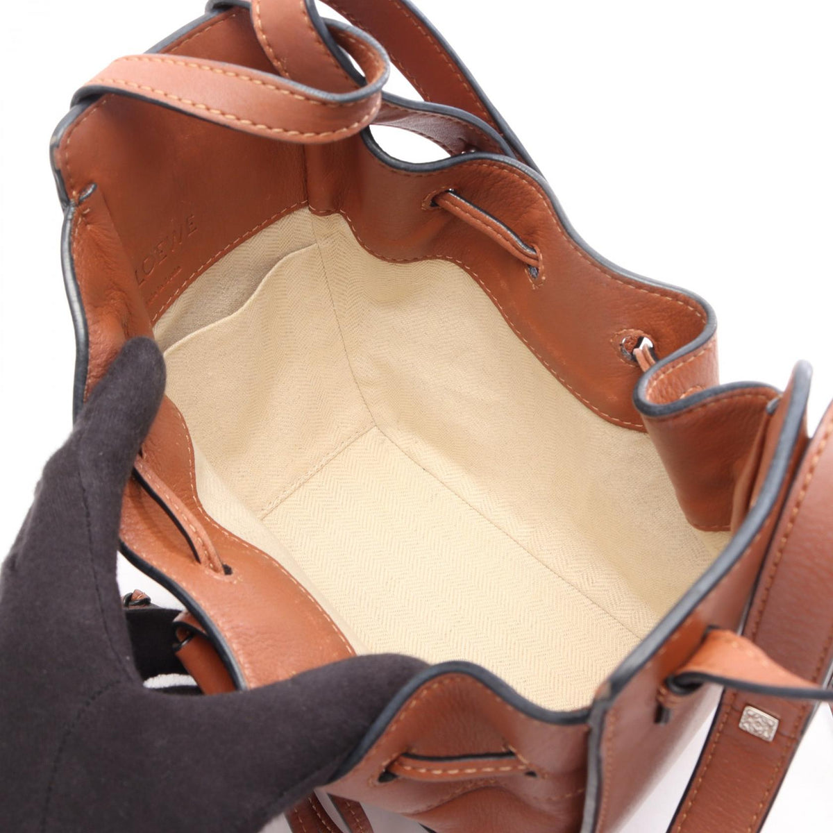 LOEWE Hammock Drawstring Mini Bag Brown