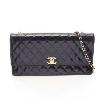 CHANEL Matelasse Patent Leather Bag Black