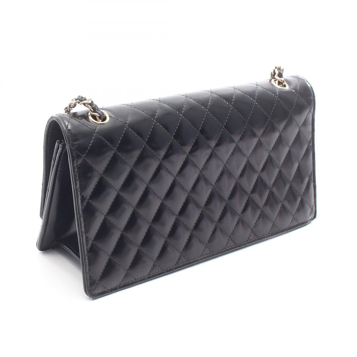CHANEL Matelasse Patent Leather Bag Black