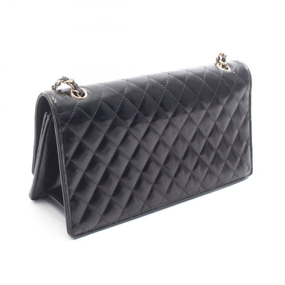CHANEL Matelasse Patent Leather Bag Black