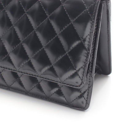 CHANEL Matelasse Patent Leather Bag Black