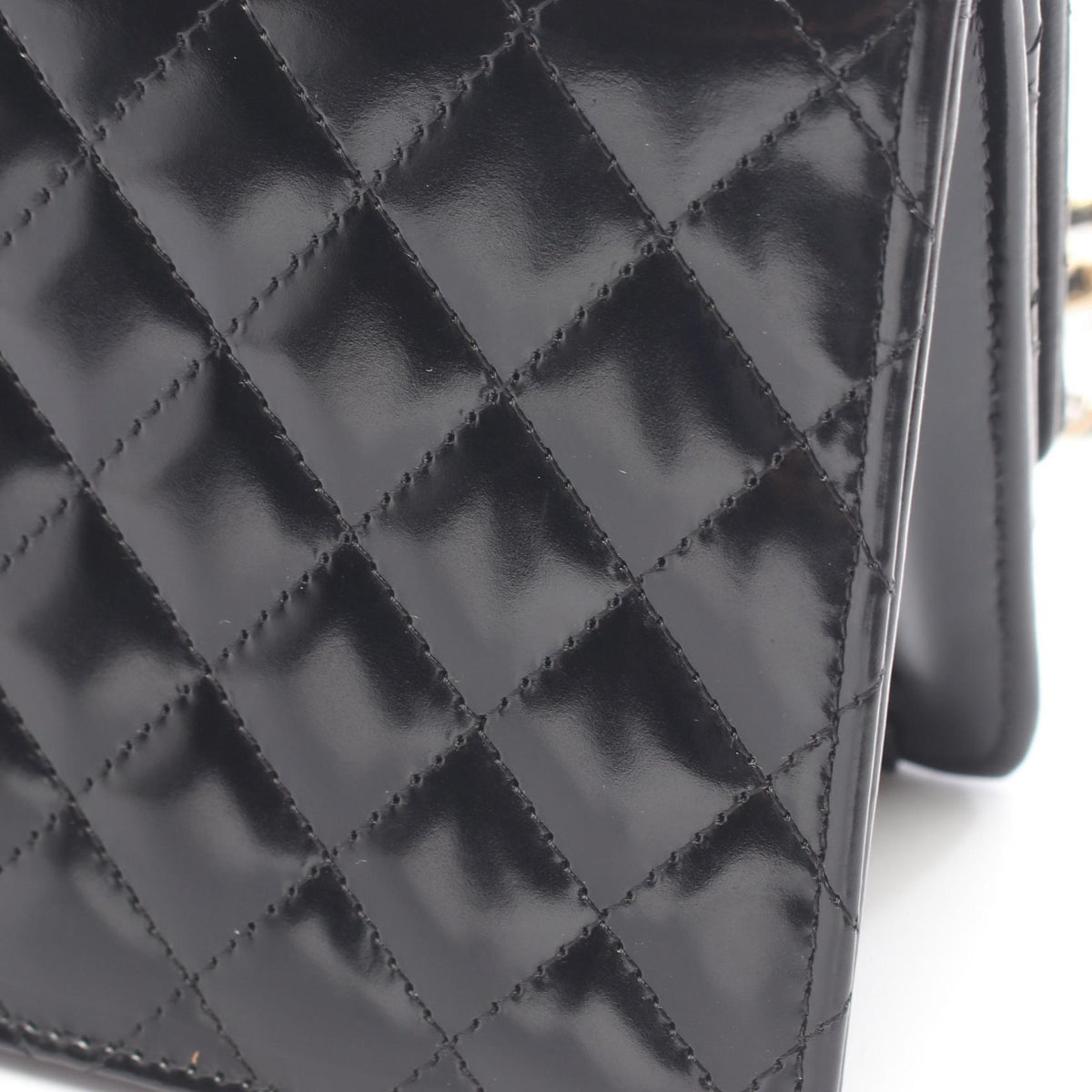 CHANEL Matelasse Patent Leather Bag Black