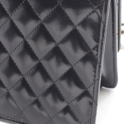 CHANEL Matelasse Patent Leather Bag Black