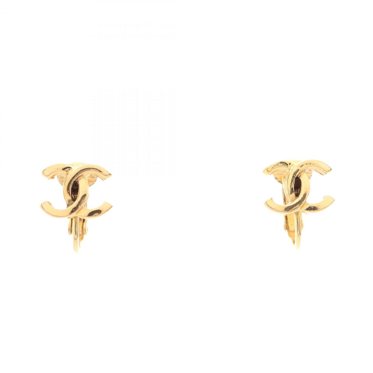 CHANEL Coco Mark Gold Plated Earrings