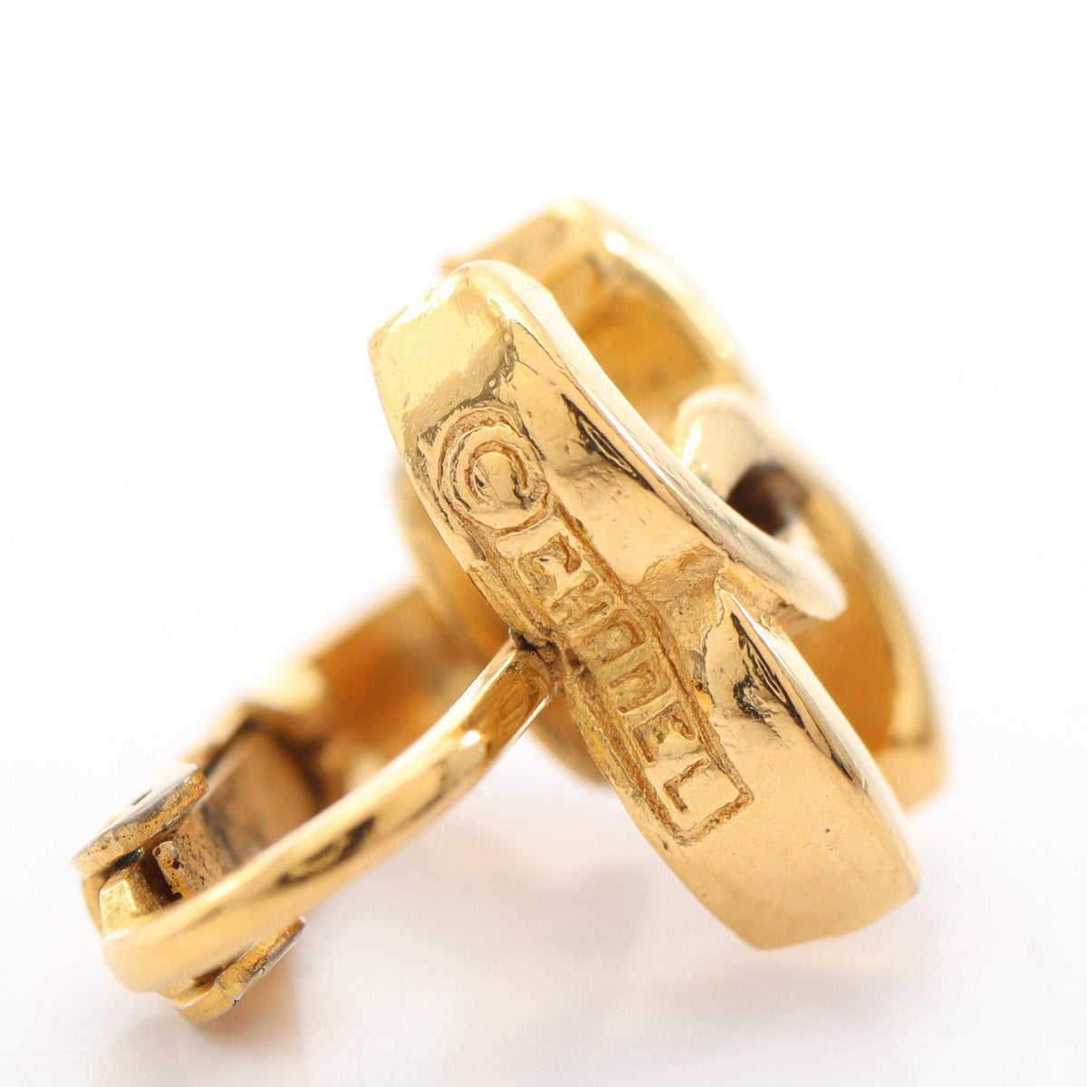 CHANEL Coco Mark Gold Plated Earrings