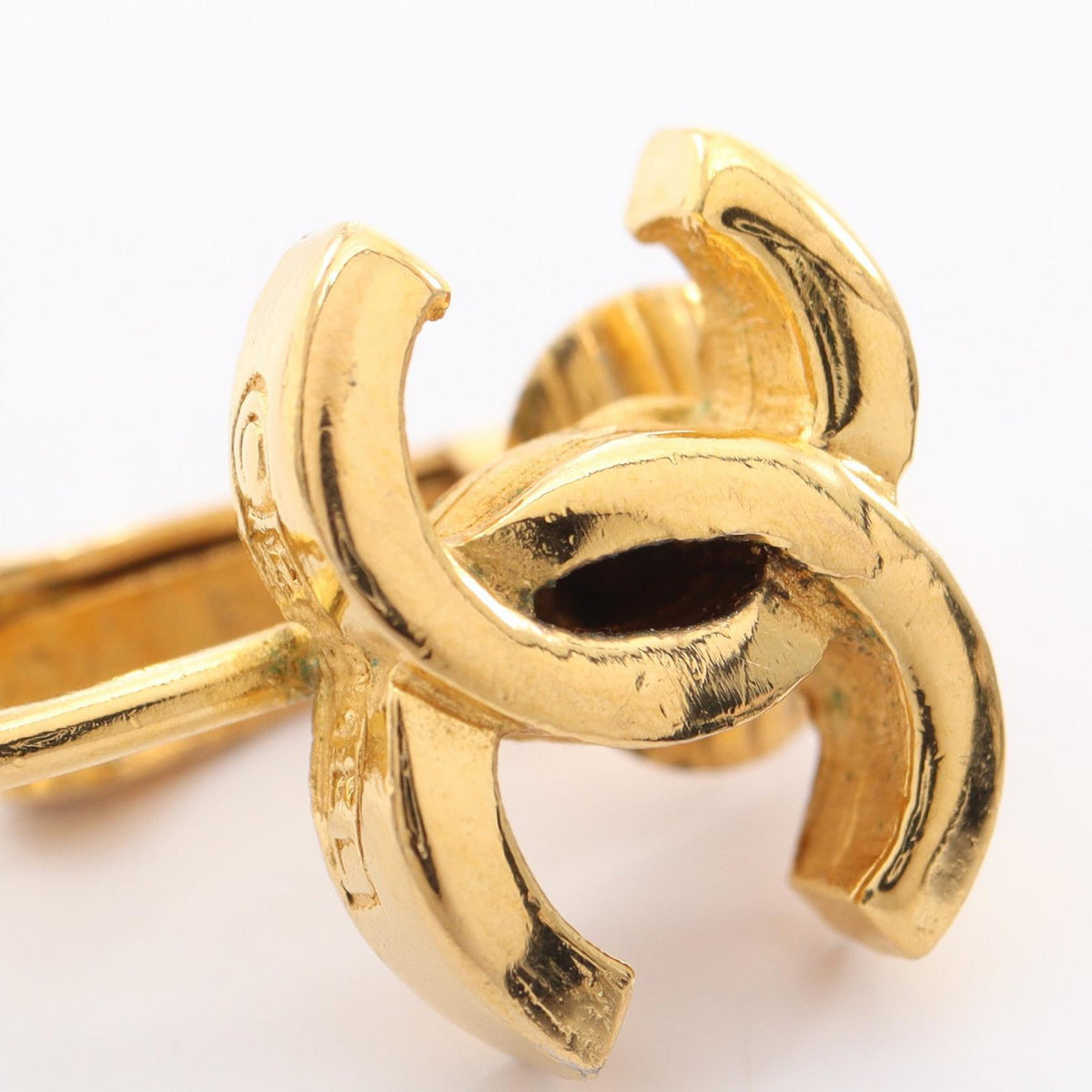 CHANEL Coco Mark Gold Plated Earrings