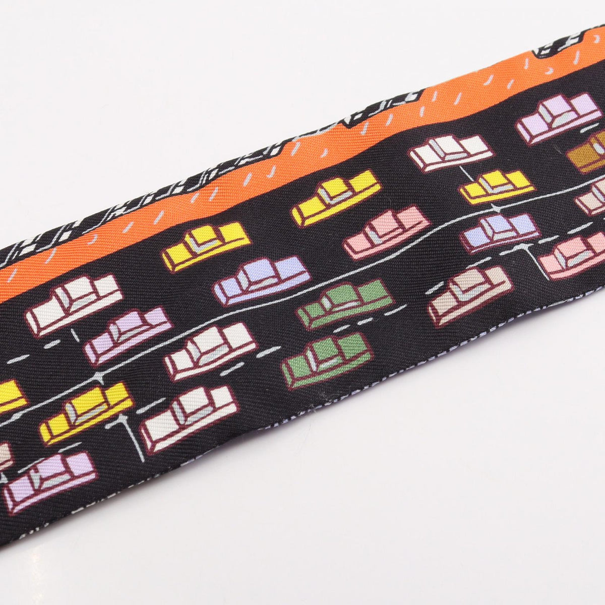 HERMES Twilly PANTIN CITY Silk Scarf Black