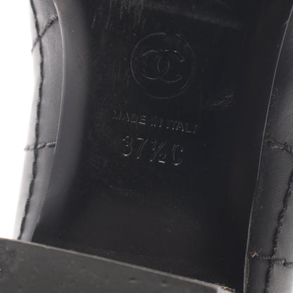 CHANEL Black Coco Mark Quilted Leather Long Boots Size 37.5