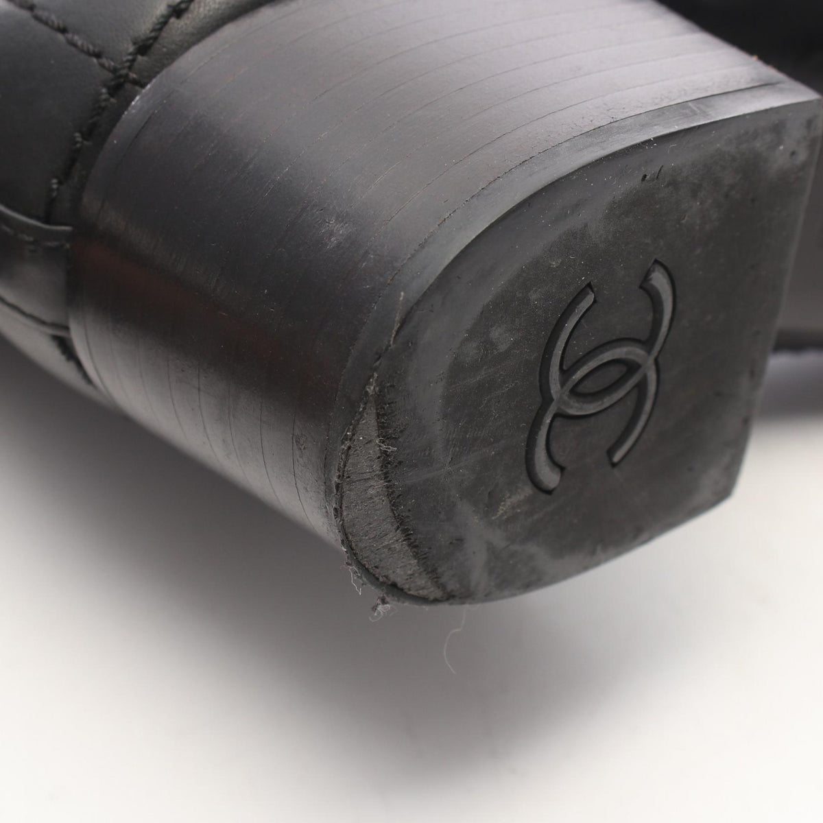 CHANEL Black Coco Mark Quilted Leather Long Boots Size 37.5