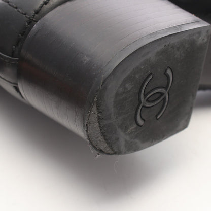 CHANEL Black Coco Mark Quilted Leather Long Boots Size 37.5