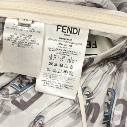 FENDI Patterned Silk Midi Skirt Size 38