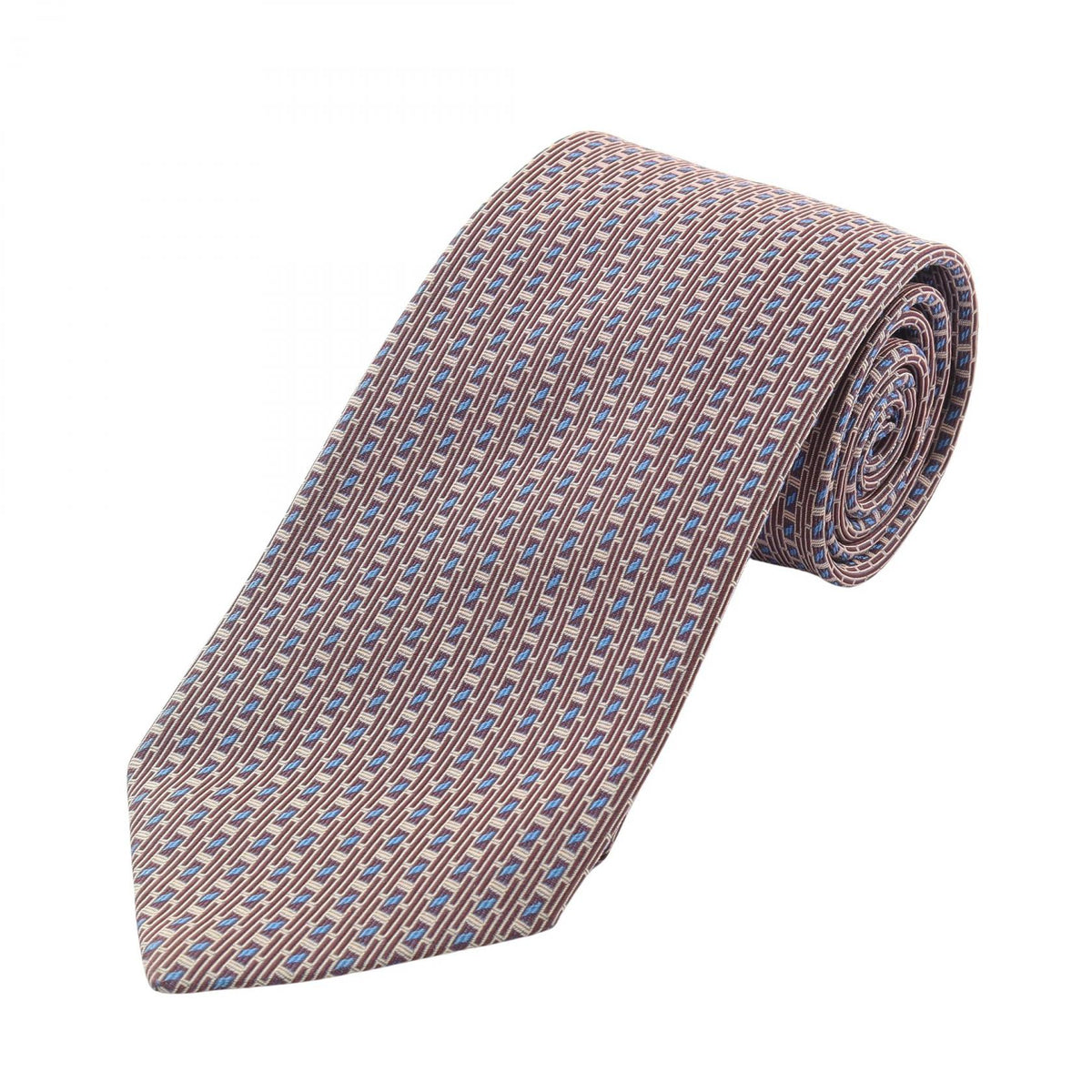 HERMES Silk H-Logo All-Over Pattern Tie Bordeaux