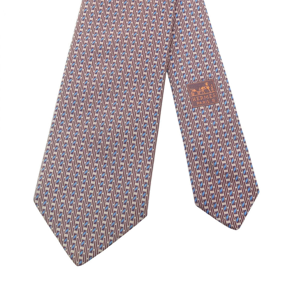 HERMES Silk H-Logo All-Over Pattern Tie Bordeaux
