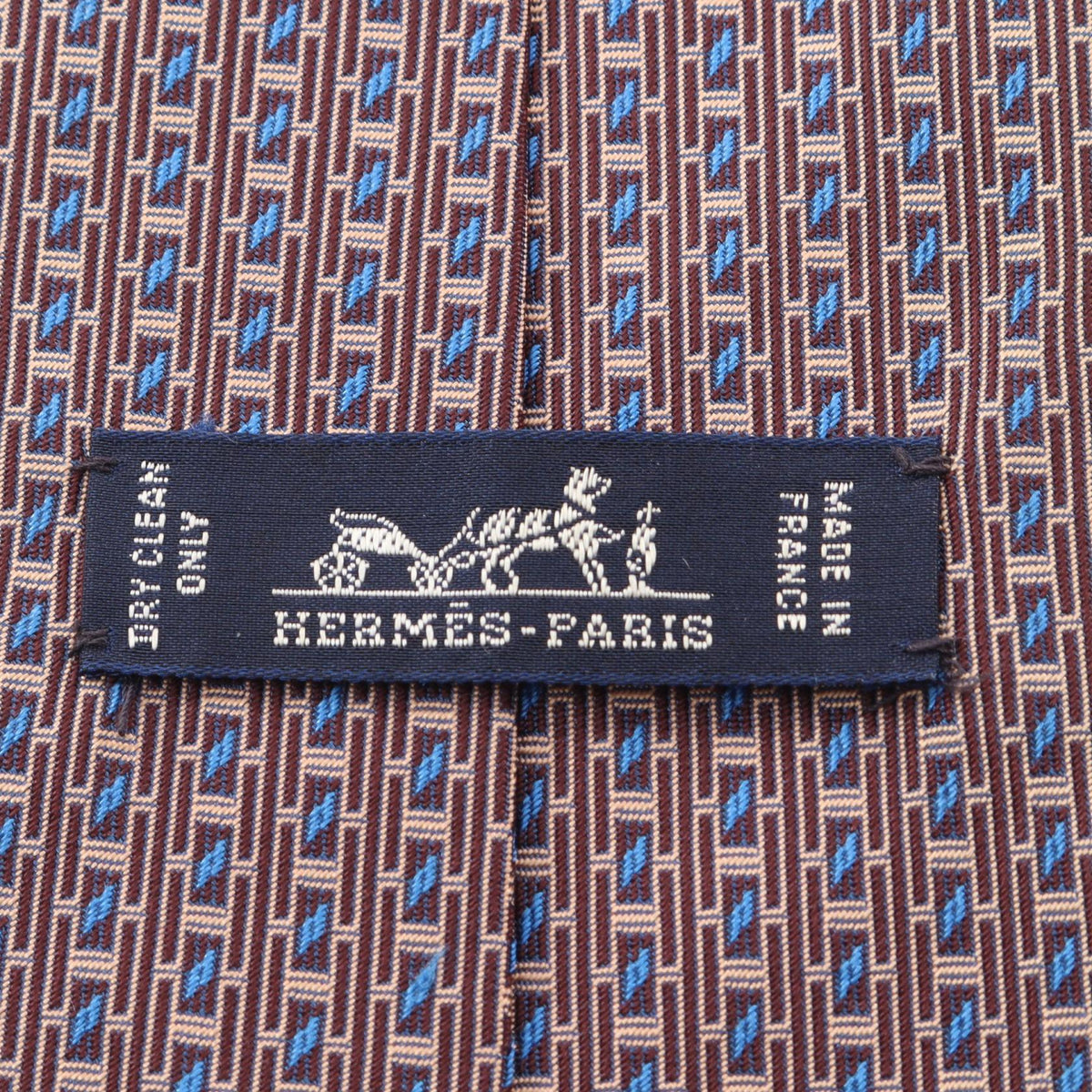HERMES Silk H-Logo All-Over Pattern Tie Bordeaux
