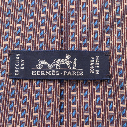 HERMES Silk H-Logo All-Over Pattern Tie Bordeaux