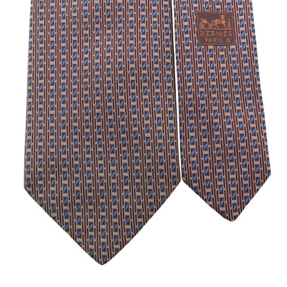 HERMES Silk H-Logo All-Over Pattern Tie Bordeaux