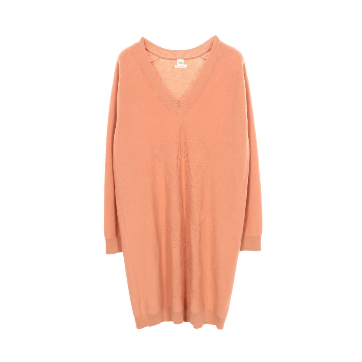 HERMES Brides de Gala V-Neck Wool Dress Pink Size 36