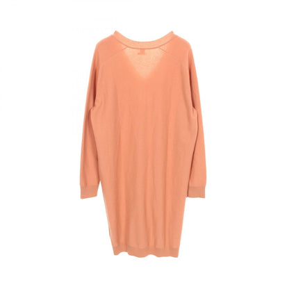 HERMES Brides de Gala V-Neck Wool Dress Pink Size 36