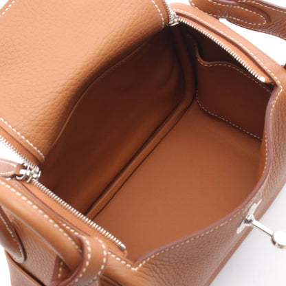 HERMES Lindy Mini Gold Shoulder Bag Brown
