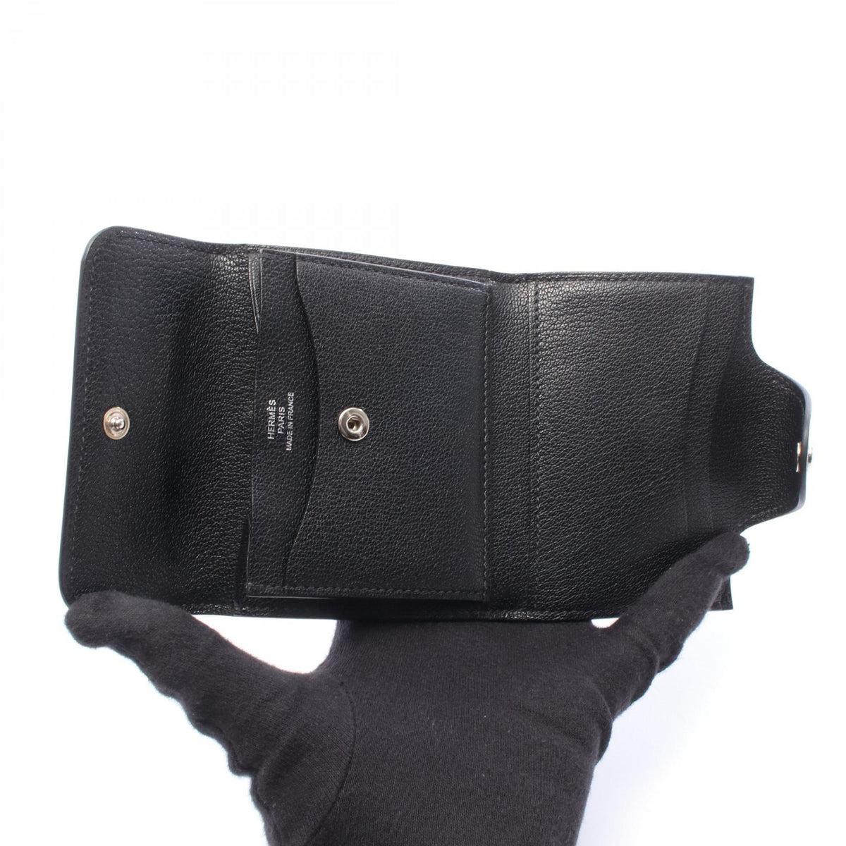 HERMES Iliade Compact Chevre Leather Tri-Fold Wallet