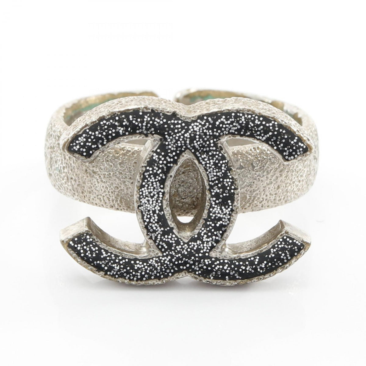 CHANEL Coco Mark Metal Ring Silver Size JP 12