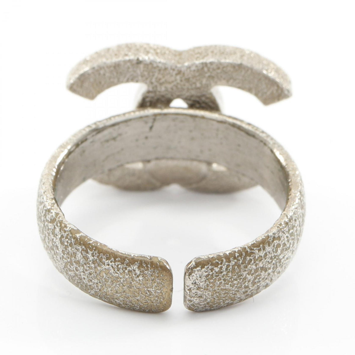 CHANEL Coco Mark Metal Ring Silver Size JP 12