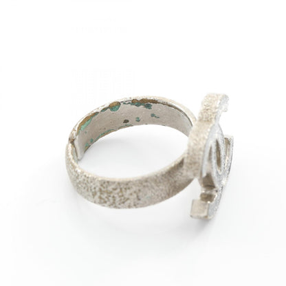 CHANEL Coco Mark Metal Ring Silver Size JP 12
