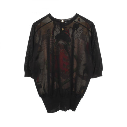 HERMES PLAZA DE TOROS Silk Short Sleeve Knit Sweater Size 40