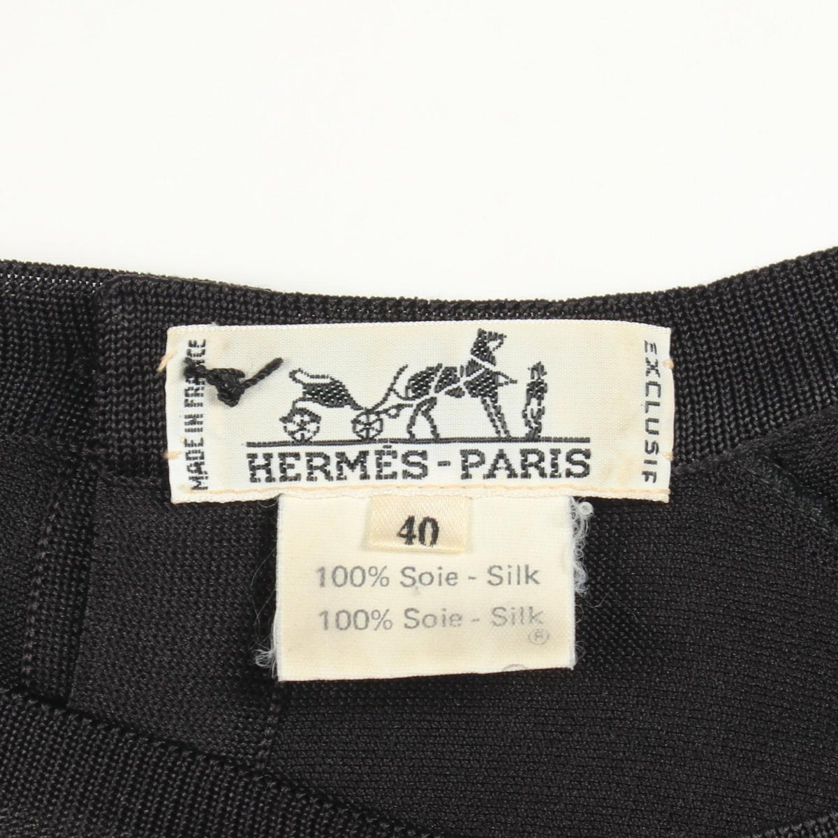 HERMES PLAZA DE TOROS Silk Short Sleeve Knit Sweater Size 40