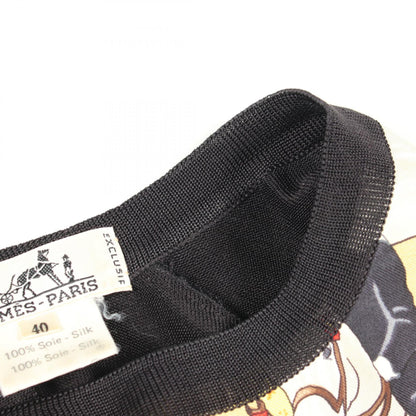HERMES PLAZA DE TOROS Silk Short Sleeve Knit Sweater Size 40