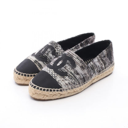 CHANEL Coco Mark Fabric Espadrille Slip-ons Size 36