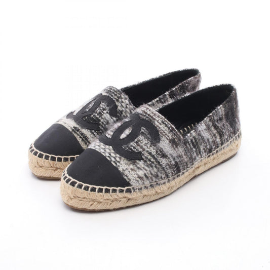 CHANEL Coco Mark Fabric Espadrille Slip-ons Size 36