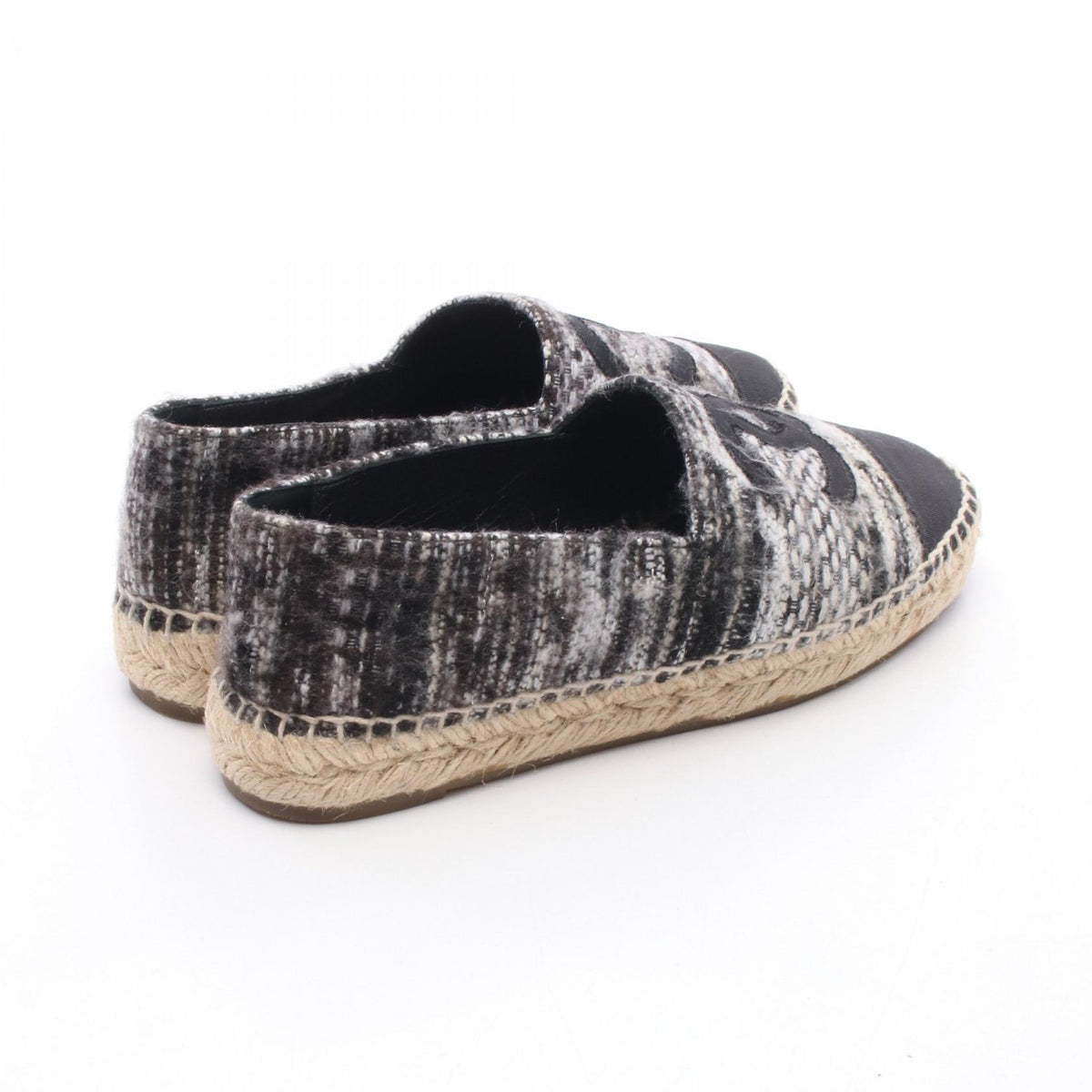 CHANEL Coco Mark Fabric Espadrille Slip-ons Size 36