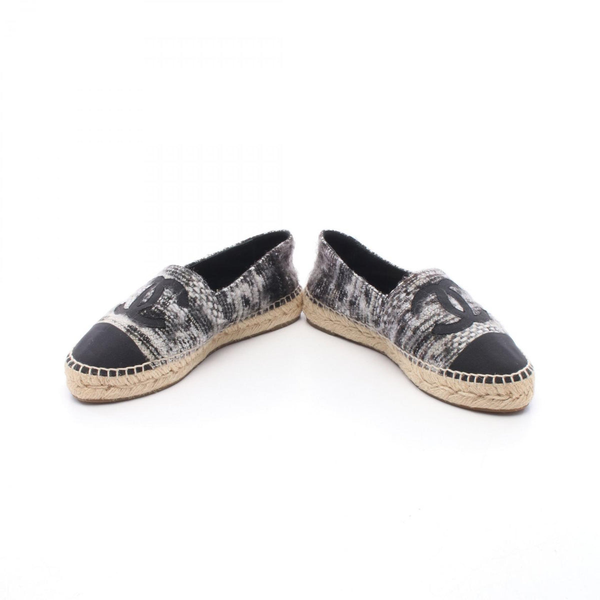 CHANEL Coco Mark Fabric Espadrille Slip-ons Size 36
