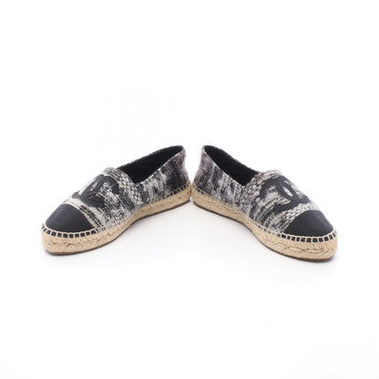 CHANEL Coco Mark Fabric Espadrille Slip-ons Size 36