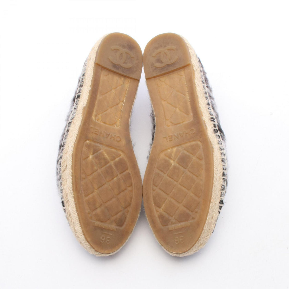 CHANEL Coco Mark Fabric Espadrille Slip-ons Size 36