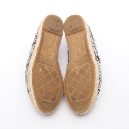 CHANEL Coco Mark Fabric Espadrille Slip-ons Size 36